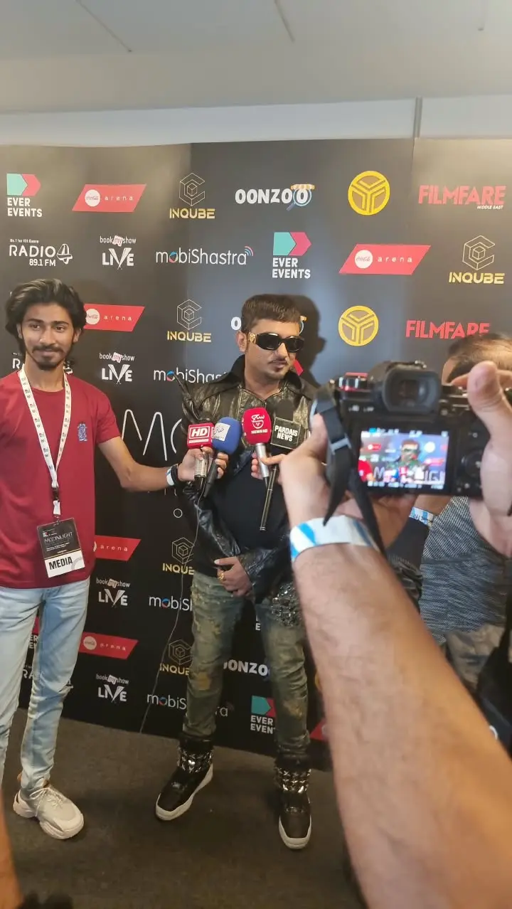Live celebrity interview being filmed by the media team